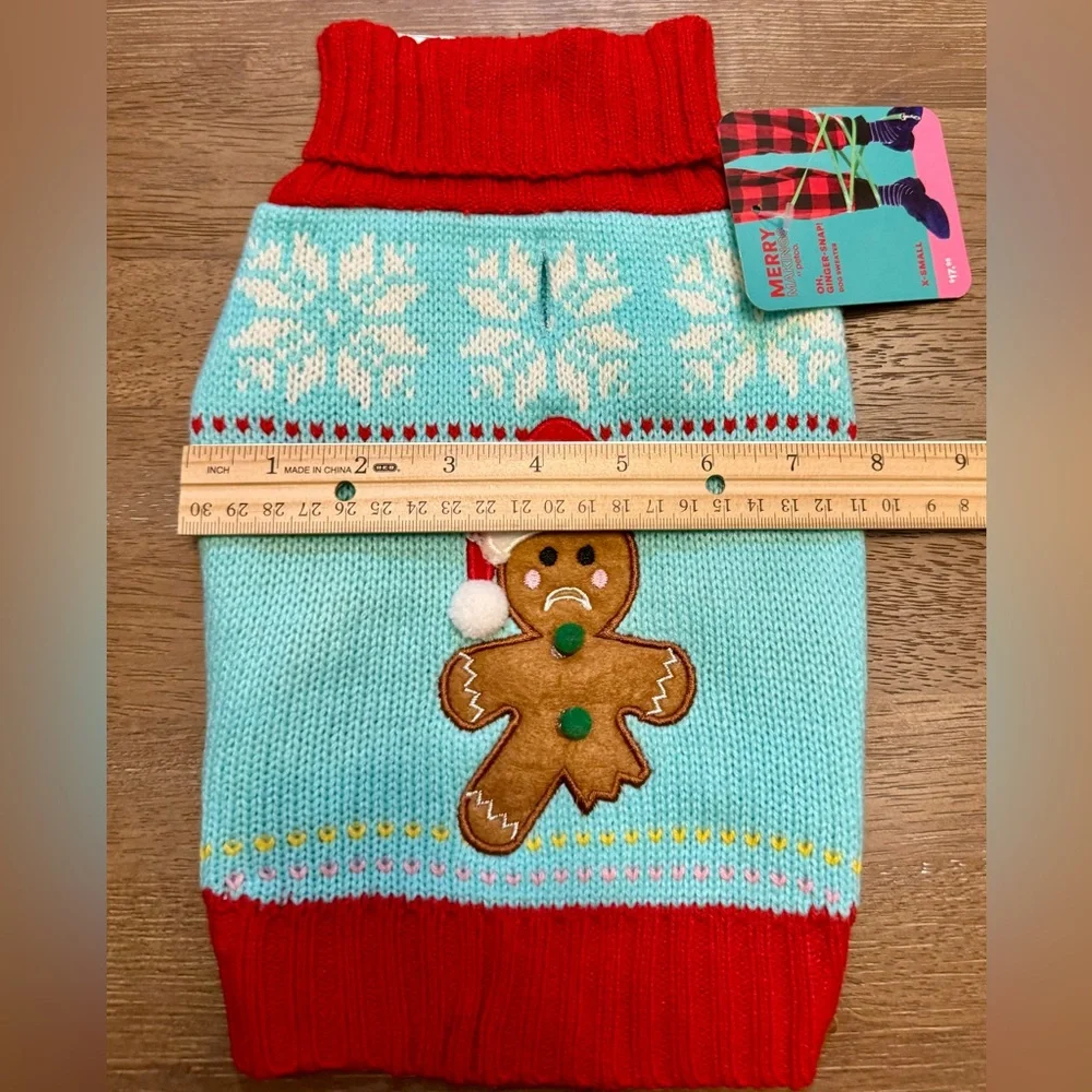 Merry Makings Gingerbread Man Dog Sweater Size XS NWT